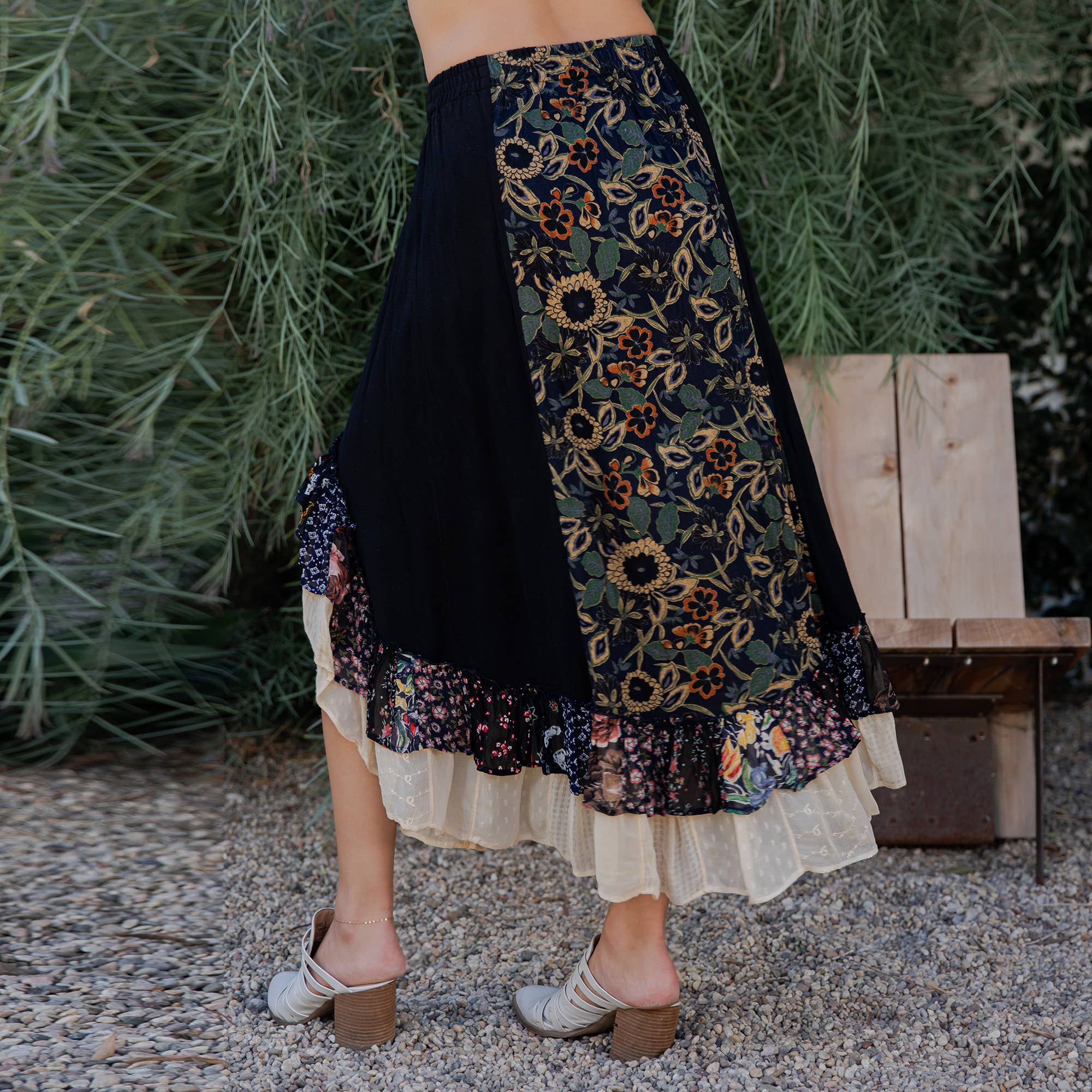 Young Threads - Bohoemian Mid-Length Skirt with Rayon Print (New Color) SK23162