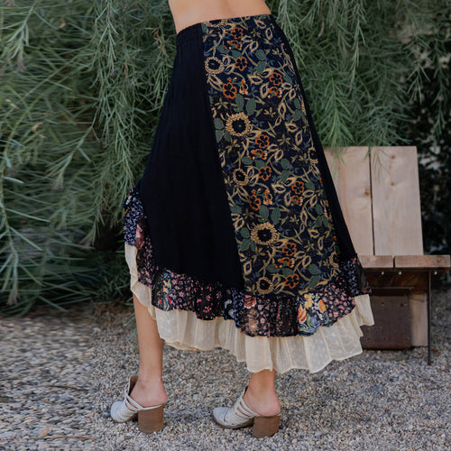 Young Threads - Bohoemian Mid-Length Skirt with Rayon Print (New Color) SK23162