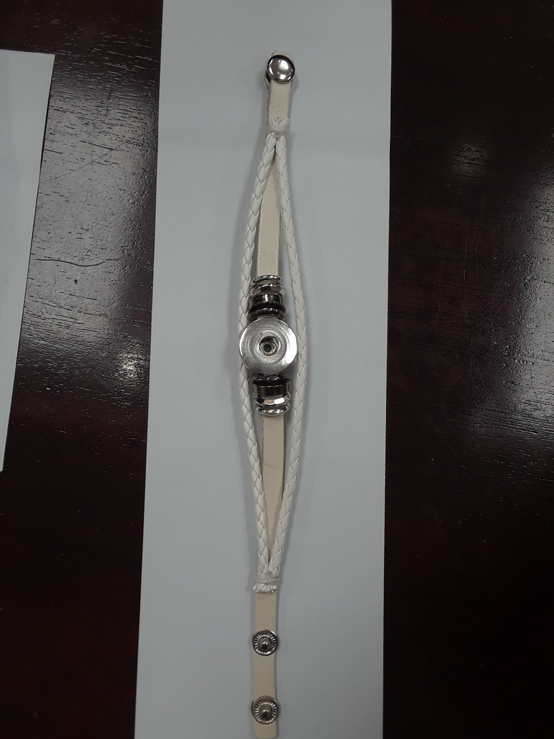 White 3 Strand Snap Closure Sandy Snap