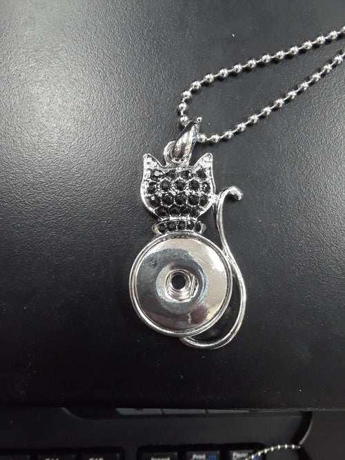 Stainless Steal Ball  Silver & Black Beaded Cat Sandy Snap