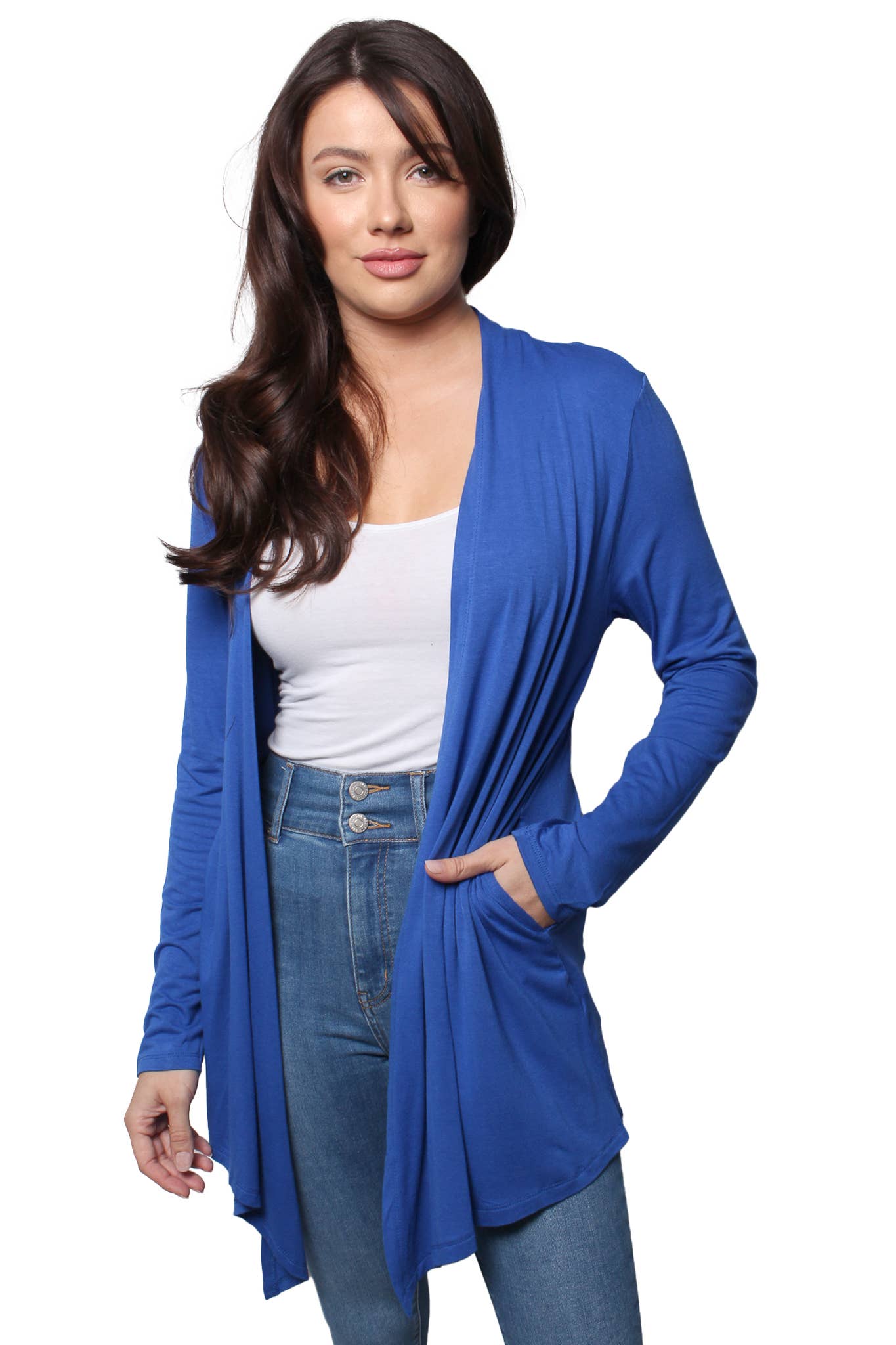 Good Stuff Apparel - Women’s Long Sleeve Side Pocket Knitted Cardigan