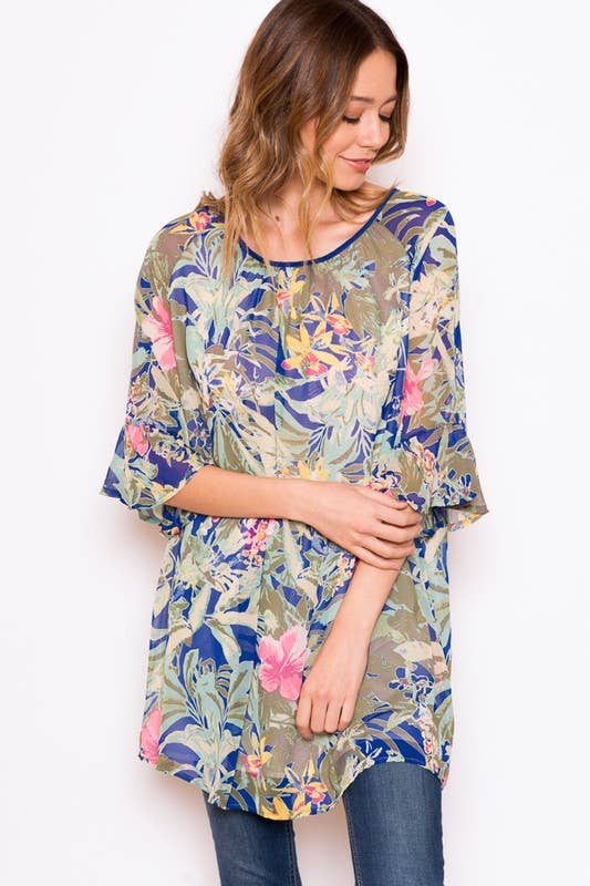 Chris & Carol Apparel - Woven Floral Tunic Top