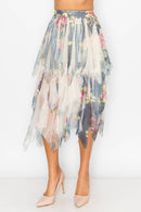 Origami Apparel ~  Lace and Crochet Inspired Skirt - OLS-4546BG/DE ROSE