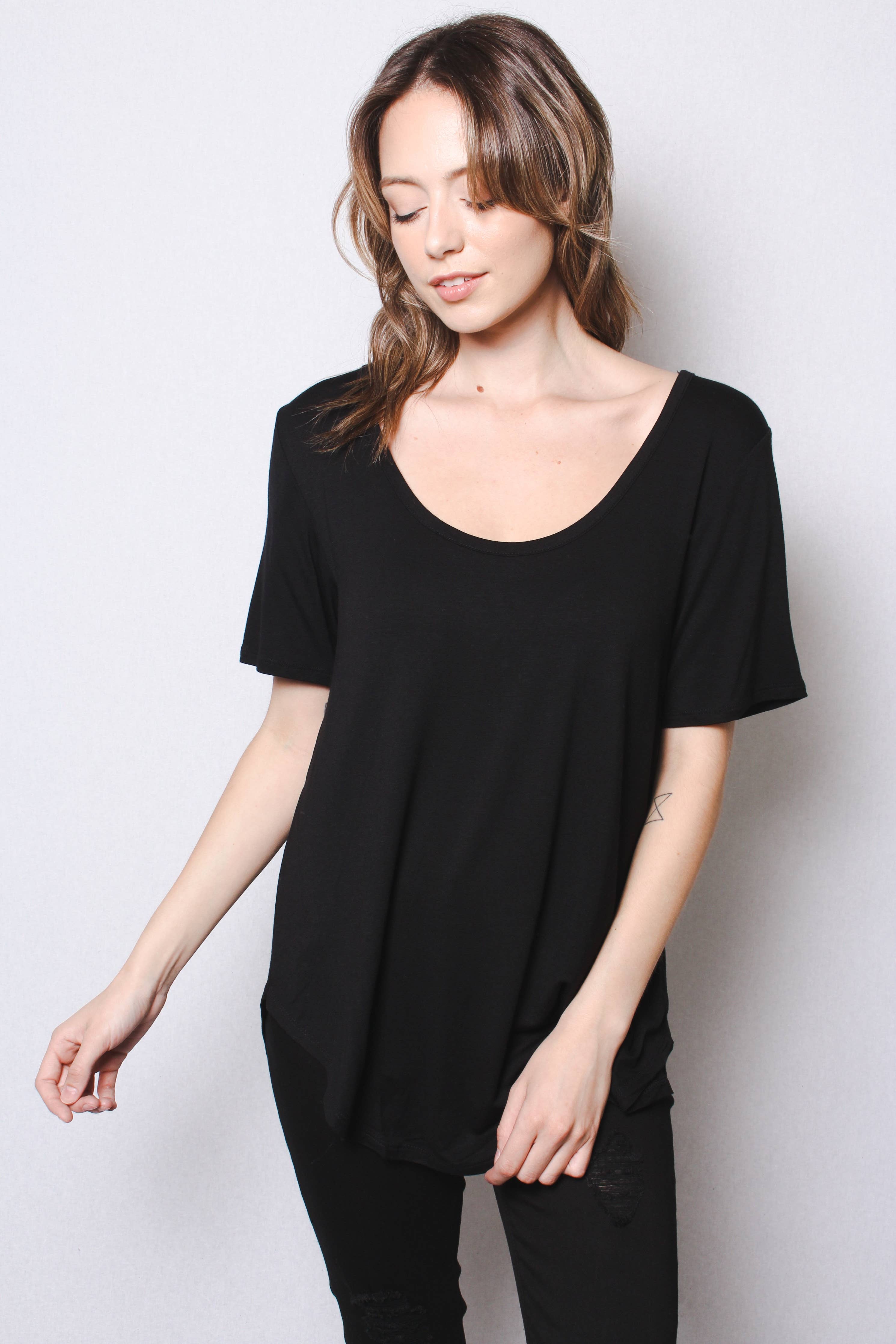 Good Stuff Apparel - Women's Short Sleeve Scoop Neck Basic Top