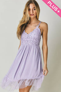 Davi & Dani - PLUS SIZE V-NECK LAVENDER ASSYMETRICAL MIDI DRESS