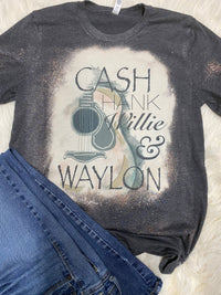 Class & Sass Designs - Cash, Hank, Willie, & Waylon Country Music Bleached Tee