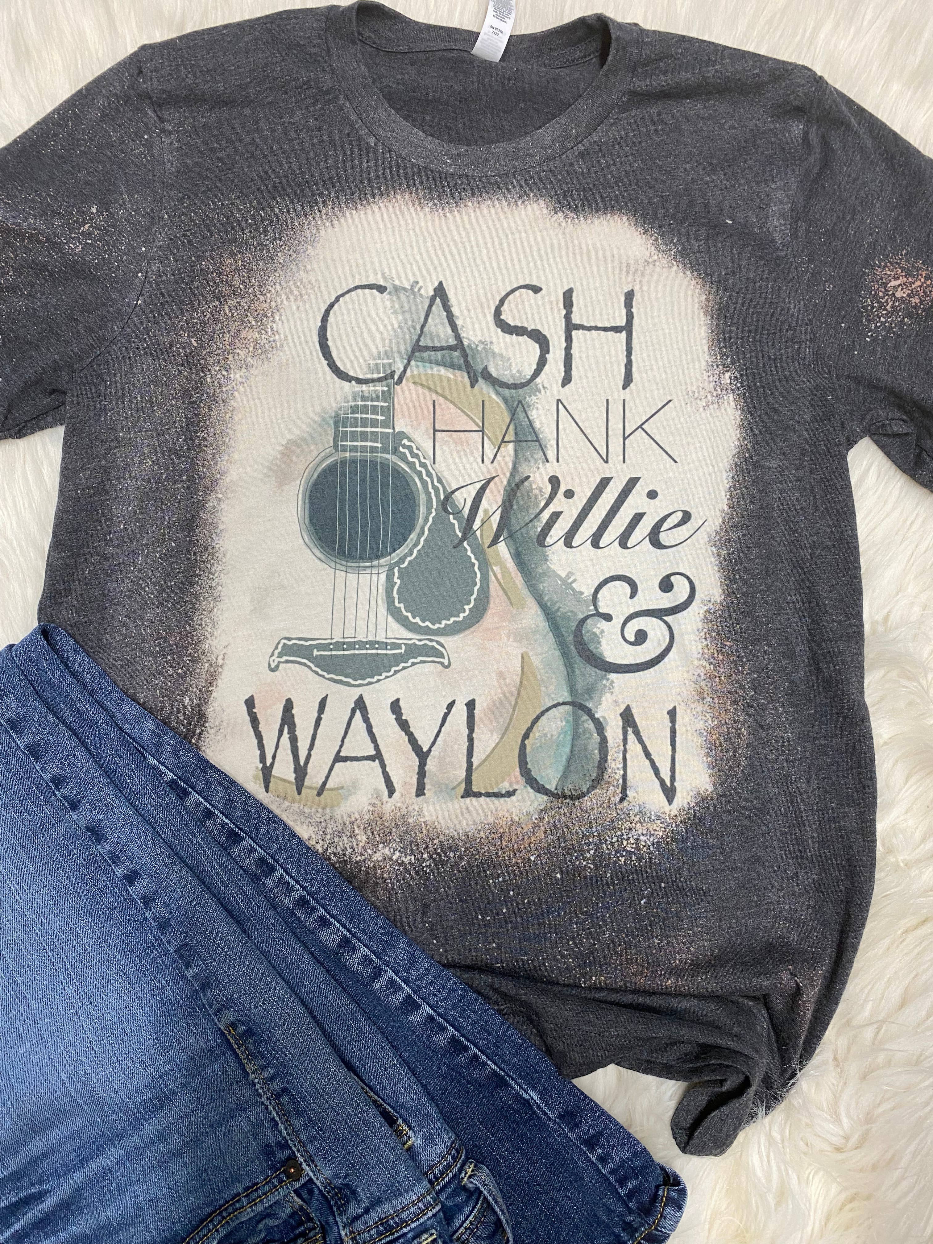 Class & Sass Designs - Cash, Hank, Willie, & Waylon Country Music Bleached Tee