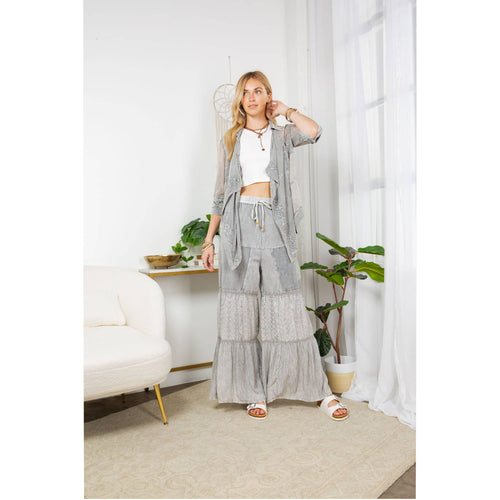 YOUNG THREADS - Artisanal Patchwork Flared Pants - Boho Chic Elegance