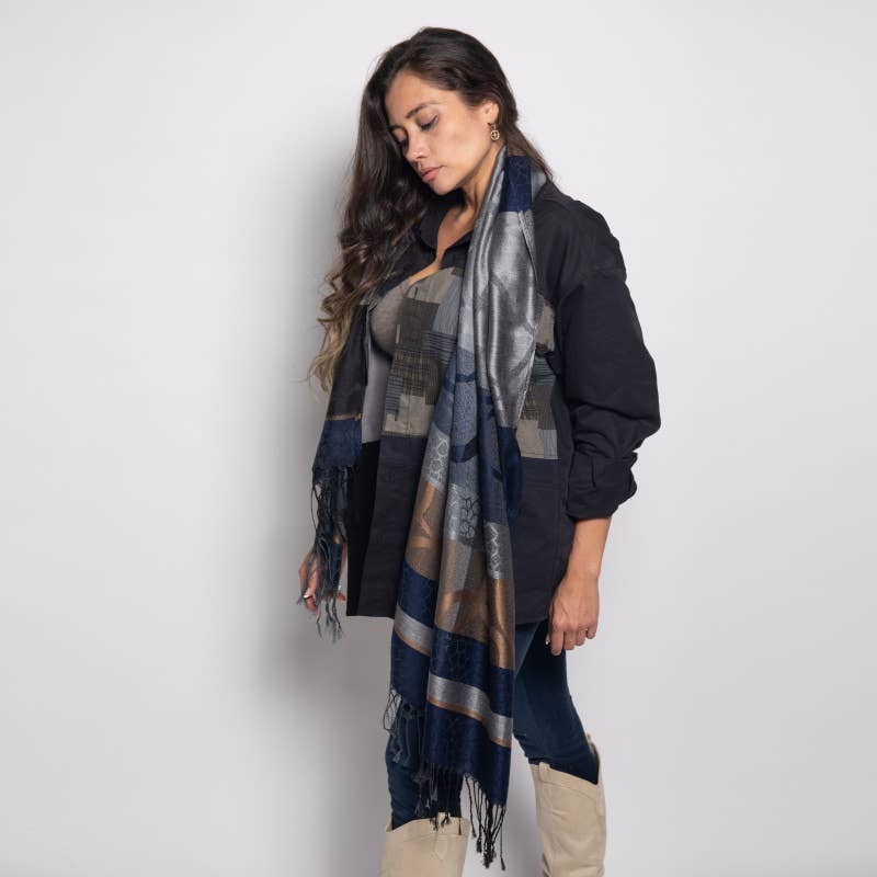 Fashion Style Group - Double Layer Jacquard Paisley Pashmina Shawl,Wrap 2