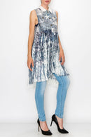 Origami White Star Faux Suede Flowy Vest - OLS-4524 IV 2DENIM DESIGN