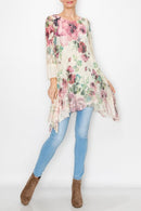 Origami Apparel ~ Big Rose Lace Inspired Top - OLS-4565BG/BIG ROSE