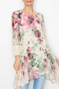 Origami Apparel ~ Big Rose Lace Inspired Top - OLS-4565BG/BIG ROSE