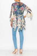 Origami Apparel ~ Denim Rose Cardigan Lace and Crochet Inspired - OLS-4618BG/DE ROSE