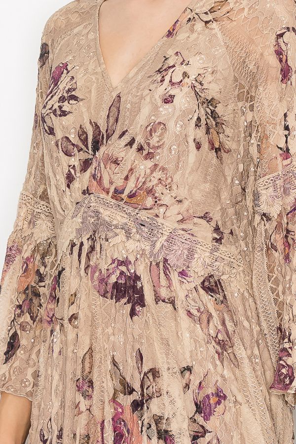 Origami Apparel ~ Tea Rose Lace and Crochet Inspired Dress OLS-4658TP/2ROSE