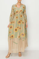 Origami Apparel ~  Sunflowers and Sage Lace and Crochet Inspired OLS-4658TP/SAGE SUN FL