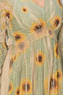 Origami Apparel ~  Sunflowers and Sage Lace and Crochet Inspired OLS-4658TP/SAGE SUN FL