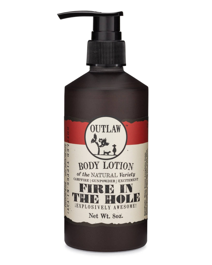 Outlaw Fire in the Hole Natural Lotion: Campfire, Whiskey, Revelry