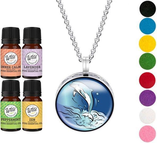 Wild Essentials - Dolphin Diffuser Necklace With Four Essential Oils