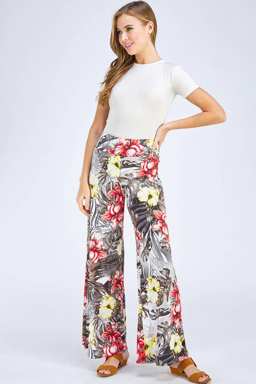 CREPAS - PRINTED WIDE LEG BOTTOMS PLUS
