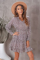 Printed Tie Neck Ruffle Hem Tiered Dress