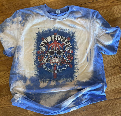 Class & Sass Designs - Def Leopard Rock Band Bleached Tee