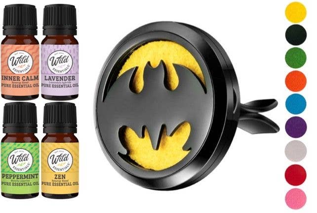 Wild Essentials - Black Chrome Bat Car Vent Diffuser with 4 Essential oils