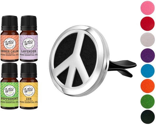 Wild Essentials - Peace Sign Car Vent Diffuser with 4 Essential oils