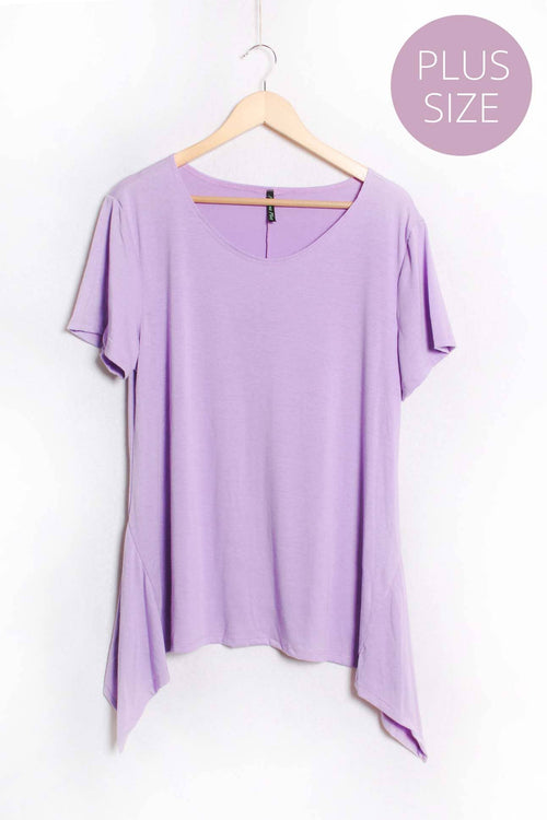 Good Stuff Apparel - Women's Plus Short Sleeve Scoop Neck Extended Hem Top