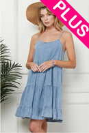 Shopin LA - CSP9212P Women Open Back Cami Strap Tiered Solid Dress