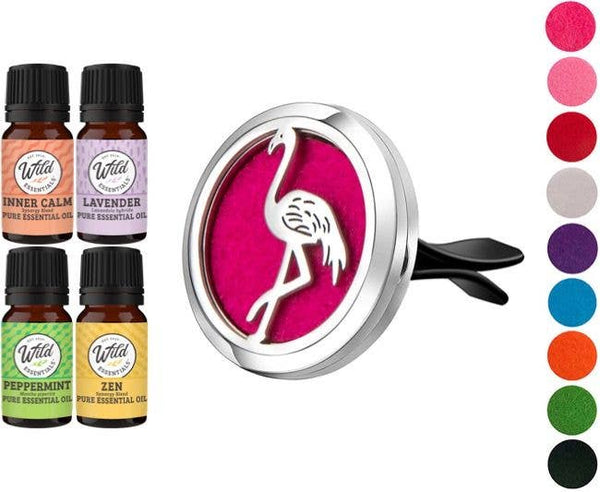 Wild Essentials - Flamingo Car Vent Diffuser with 4 Essential oils