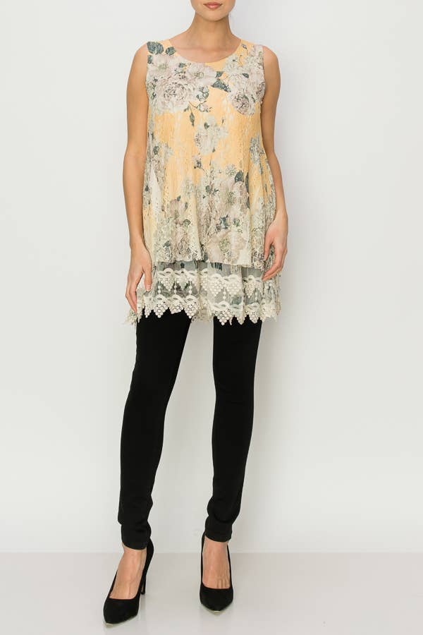 Origami Apparel ~  Lace and Crochet inspired - OLS-4481BG/DD YELLOW FL