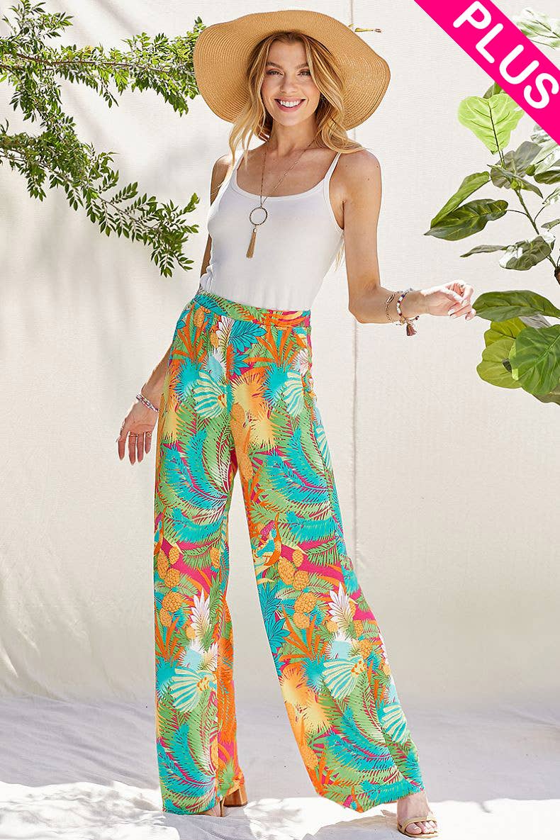 Shopin LA - SPP8012P Women Plus Size Tropical Palazzo Pants