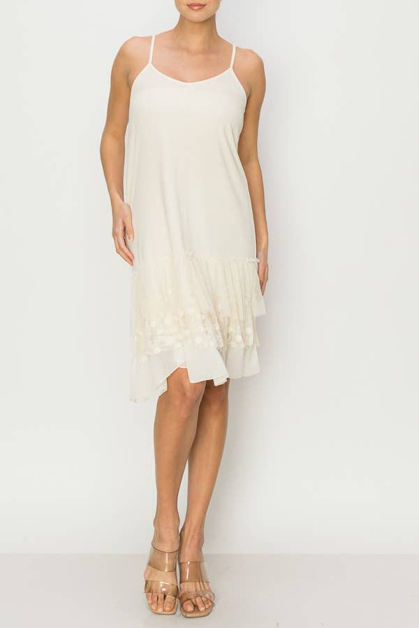 Origami Apparel ~ White Lace and Crochet Slip Dress  - OLS-4672