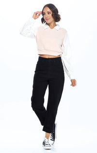 BLUE AGE - HIGH RISE SOLID MOM JEANS