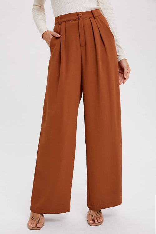 Bluivy - PINTUCK WIDE LEG PANTS IN COOL COPPER COLOR