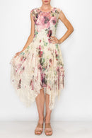 Origami Apparel ~  Big Rose Lace Inspired Dress - OLS-4609