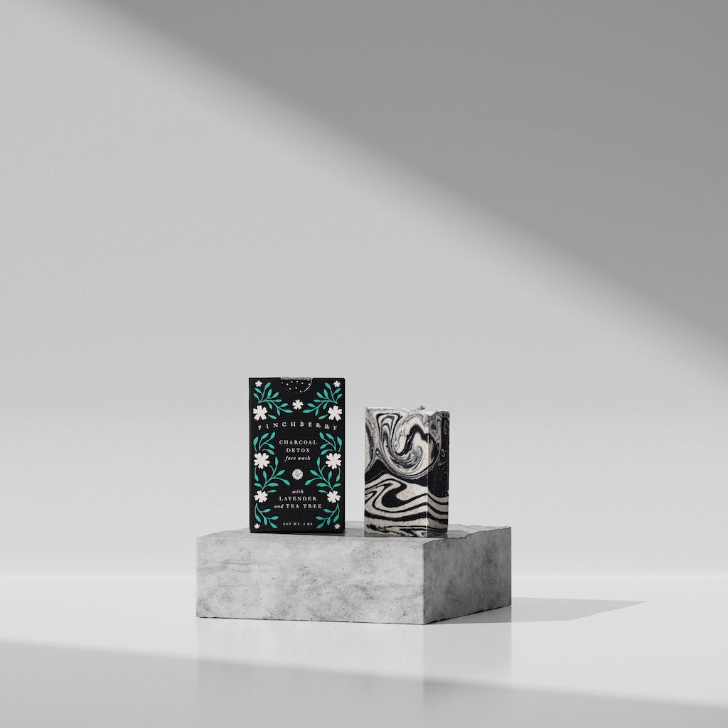 Finchberry Charcoal Tea Tree Detox Handcrafted Vegan Face Soap -2.25oz