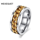 Rotatable Chain Men Rings Stainless Steel Spinner Reliever Stress Jewelry Black Gold Silver Color