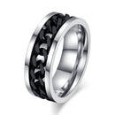 Rotatable Chain Men Rings Stainless Steel Spinner Reliever Stress Jewelry Black Gold Silver Color
