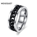 Rotatable Chain Men Rings Stainless Steel Spinner Reliever Stress Jewelry Black Gold Silver Color