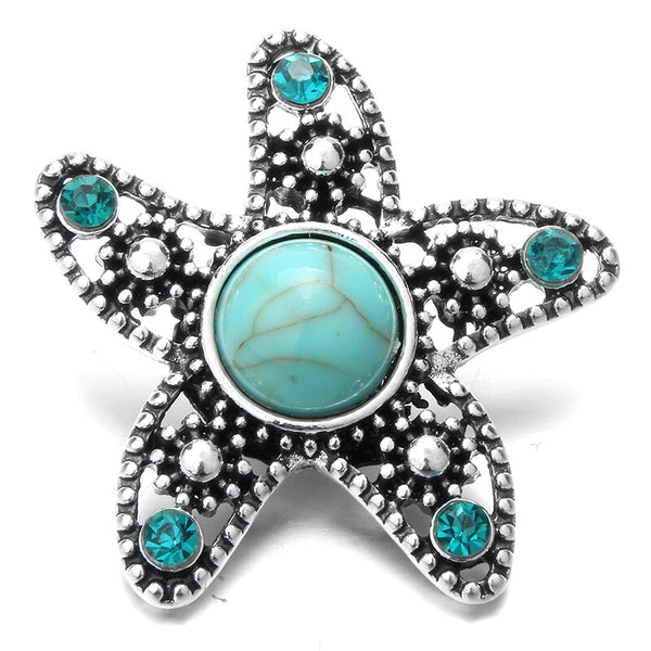 XH8046 Crystal 18mm  Starfish Turtle Metal Snap button  fit snap jewelry  DIY