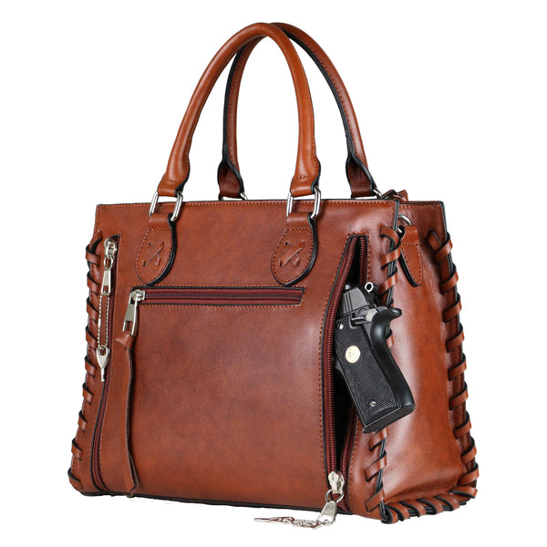 Concealed Carry Emma Leather Satchel by Lady Conceal