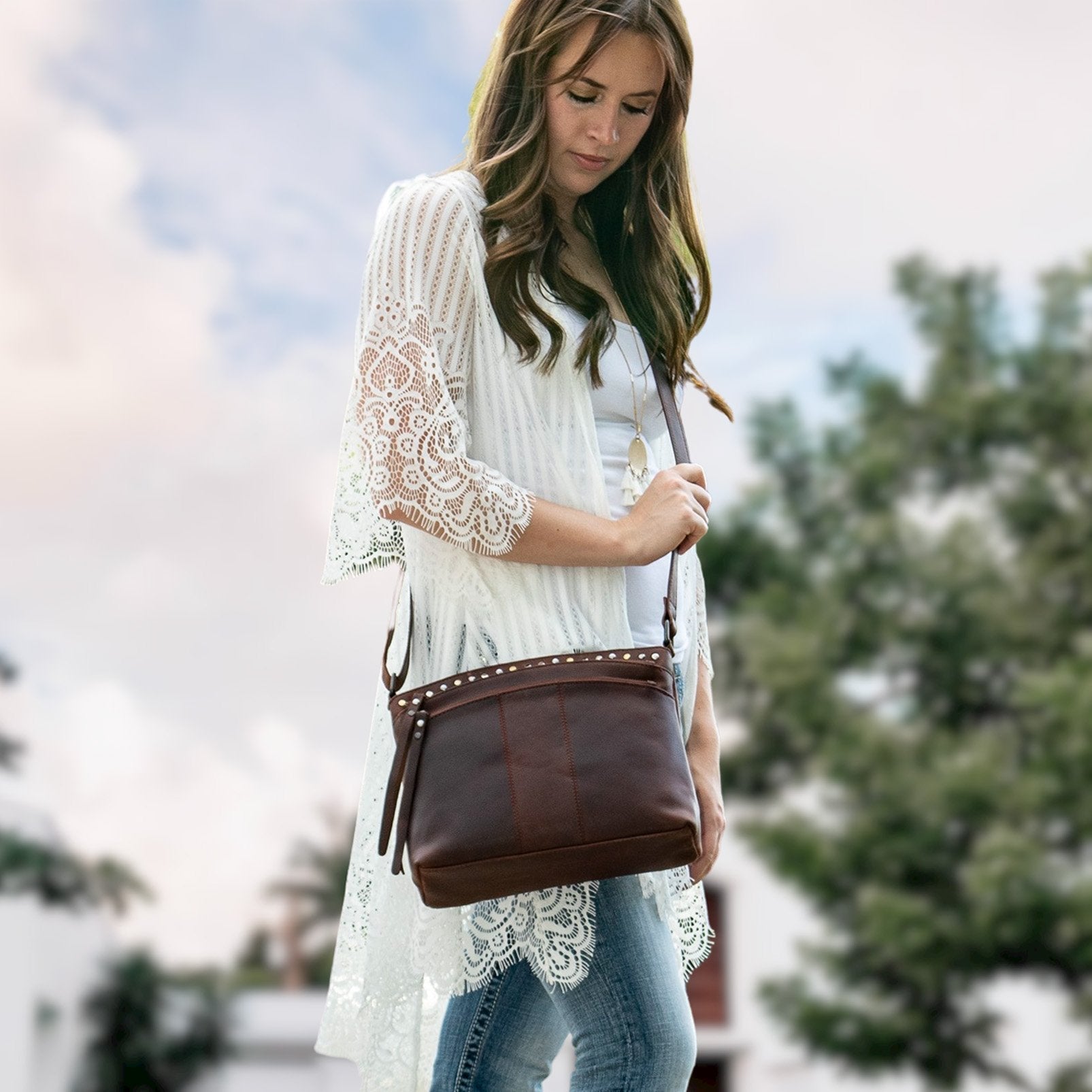 Concealed Carry Brynn Arched Leather Crossbody by Lady Conceal