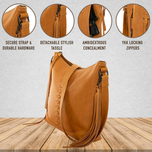 Concealed Carry Blake Scooped Leather Crossbody by lady Conceal