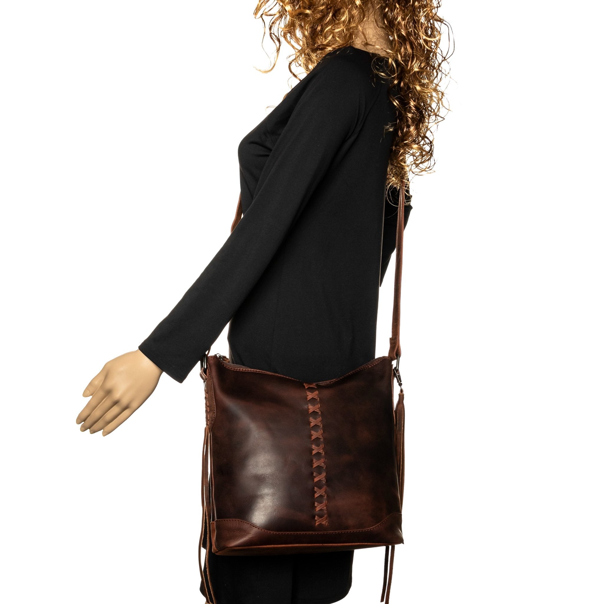 Concealed Carry Blake Scooped Leather Crossbody by lady Conceal