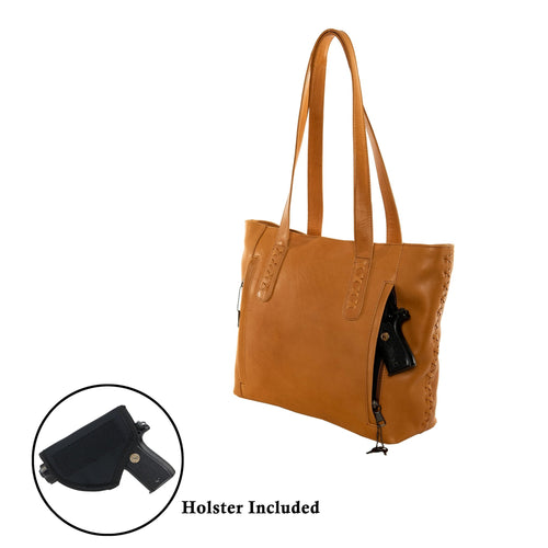 Concealed Carry Reagan Medium Leather Laced Tote by Lady Conceal