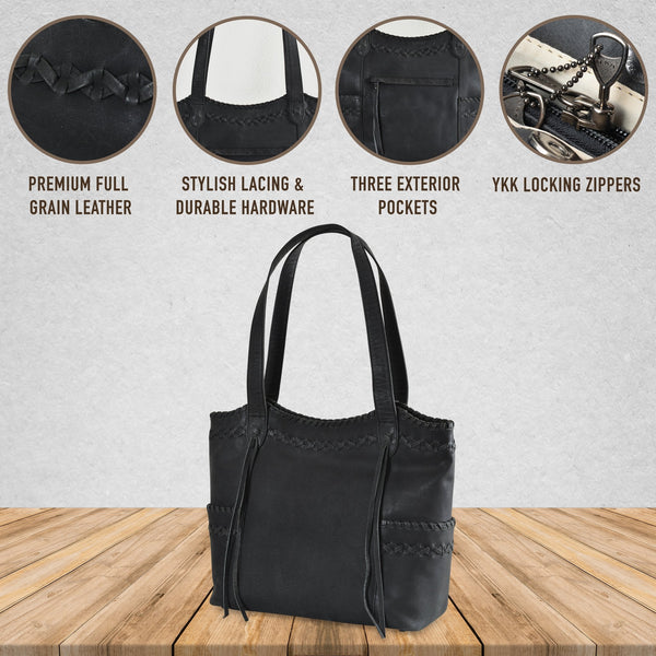 Concealed Carry Kendall Leather Stitched Tote by Lady Conceal