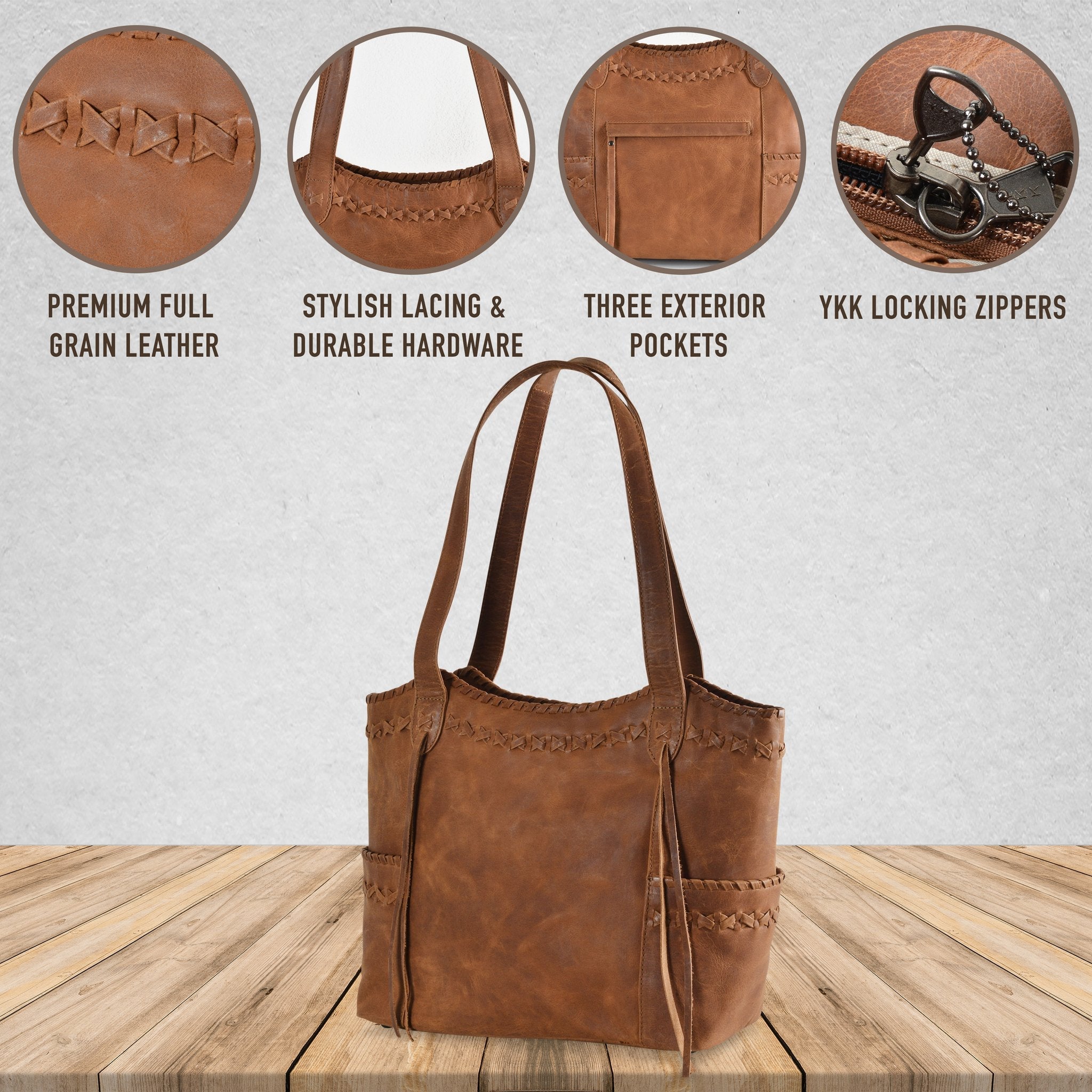 Concealed Carry Kendall Leather Stitched Tote by Lady Conceal