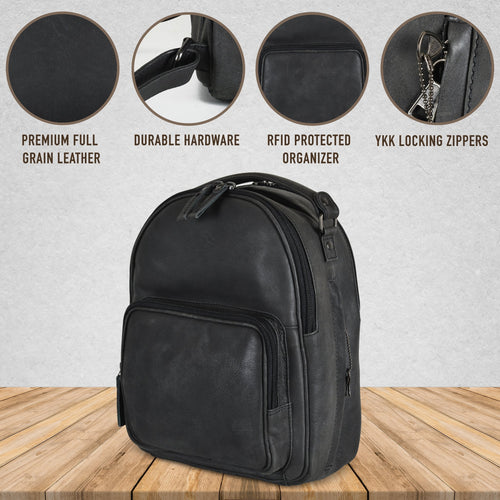 Concealed Carry Reese Unisex Leather Backpack by Lady Conceal