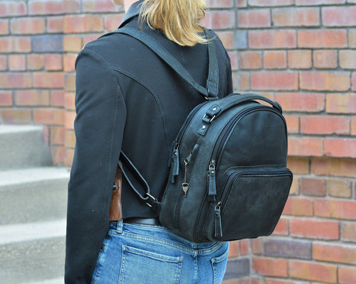 Concealed Carry Reese Unisex Leather Backpack by Lady Conceal